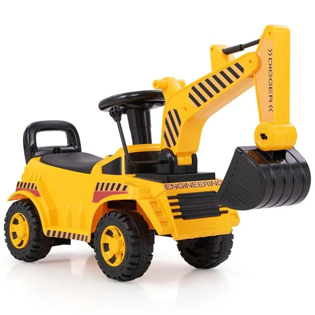 Kids Excavator Digger Ride-On with Working Shovel