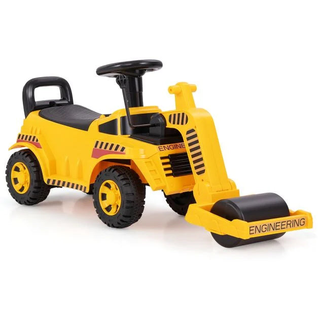 Kids Construction Ride-On Road Roller with Anti-Tip Design