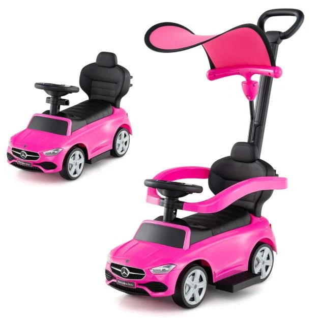 Kids 3-in-1 Push Ride-On Car | Adjustable Canopy & Steering