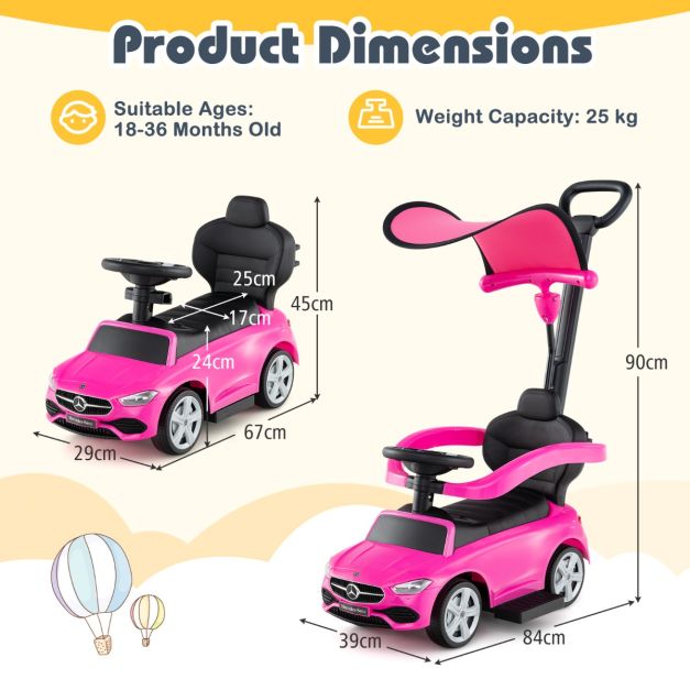 Kids 3-in-1 Push Ride-On Car | Adjustable Canopy & Steering