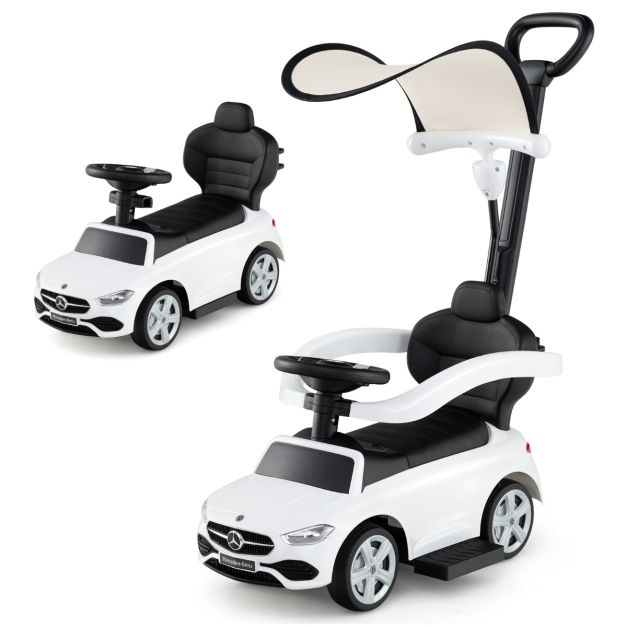 Kids 3-in-1 Push Ride-On Car | Adjustable Canopy & Steering