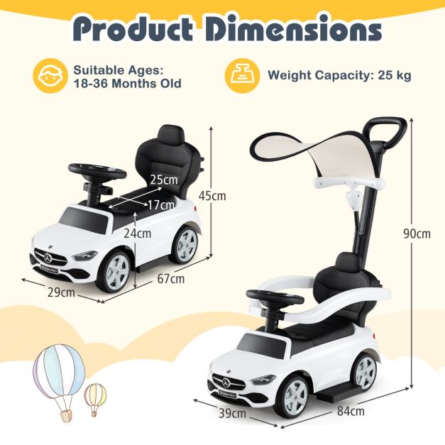 Kids 3-in-1 Push Ride-On Car | Adjustable Canopy & Steering
