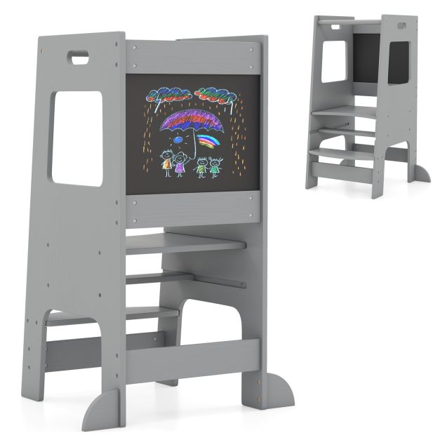 Kitchen Helper Step Stool for Toddlers with Chalkboard