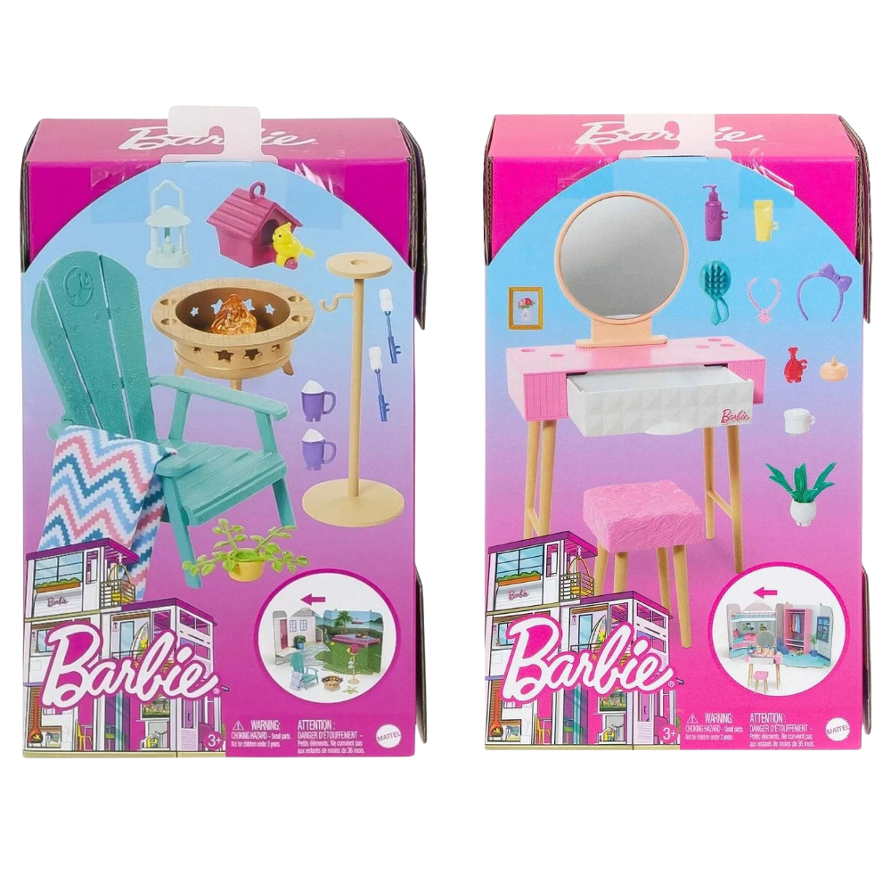 Barbie Furniture Playset Accessories Garden Set & Make-Up Table / Vanity Mattel