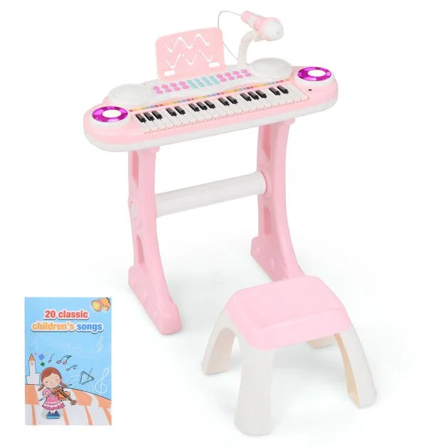 37-Key Electronic Kids Piano Toy with Detachable Legs and Matching Stool
