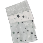 3 Pack Xl Large Printed Muslin Squares for Babies, Reusable 100% Cotton Nappy Cloths