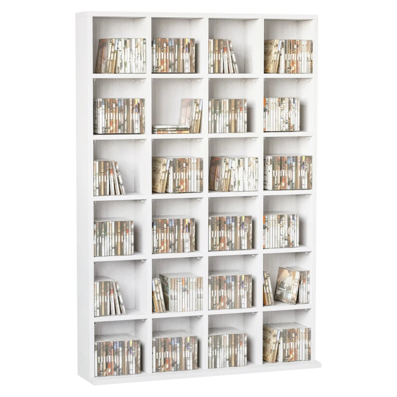 White Media Storage Unit – CD Cabinet with Adjustable Shelves, 89x130.5 cm
