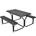 Durable Picnic Table Set with Wood Seats and Metal Frame