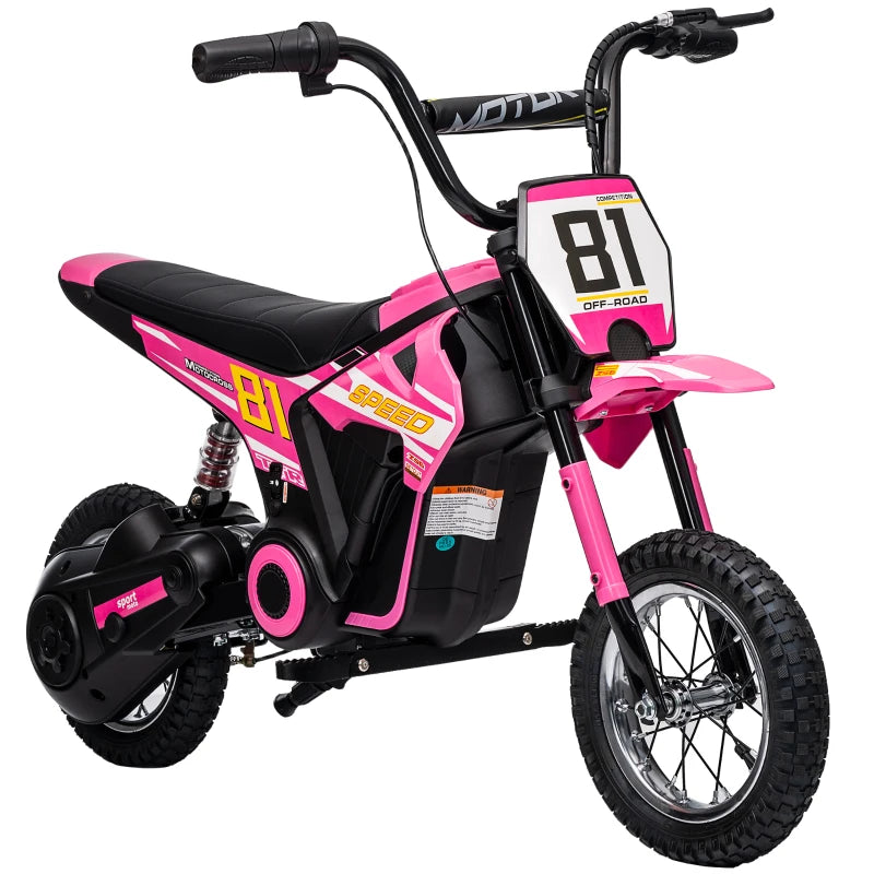 Ride-On Electric Dirt Bike for Kids 8–12, 24V Motor, 3 Speeds, Rear Suspension, Pink