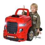 Toddler Educational Truck Workshop Toy Set with Steering Wheel & Horn – Red, Ages 3-5