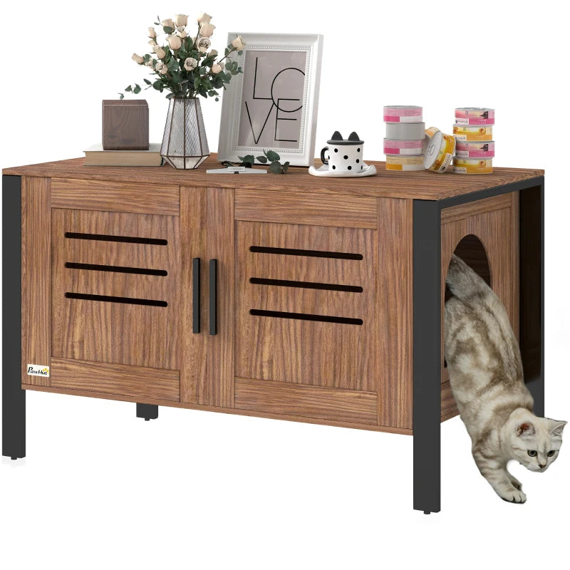 Cat Litter Box Enclosure with Scratching Board & Vent Holes