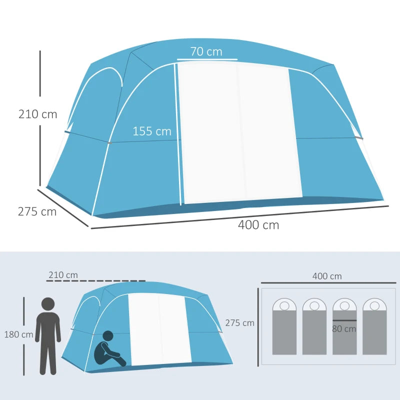 Blue Camping Tent – 2 Room Family Shelter