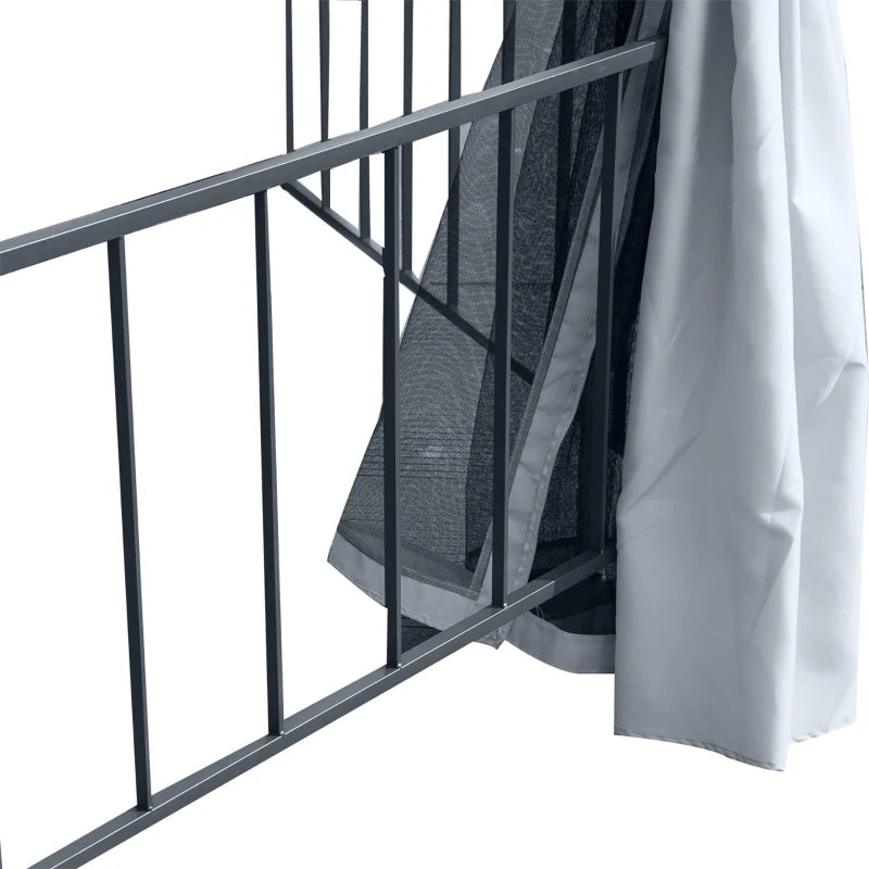 Grey Hexagon Gazebo Canopy Tent with Side Panels & 2-Tier Roof – Patio Shelter 3x3m