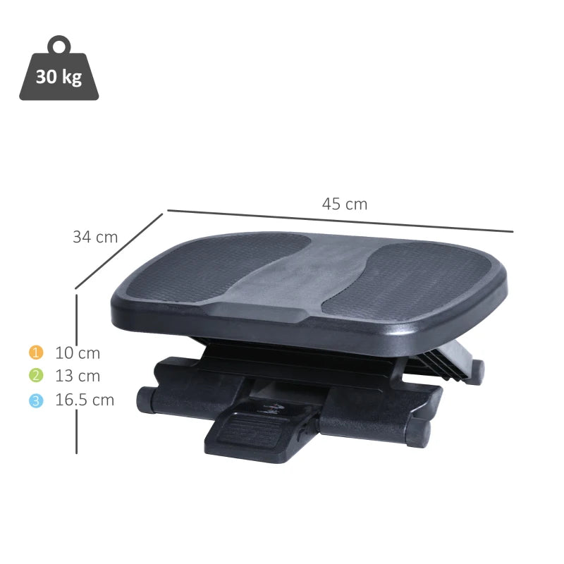 Black Support Footrest with Adjustable Tilt & Heights