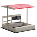Wooden Sandbox with Canopy, Storage, Seat & Play Kitchen Toys for Ages 3 to 7