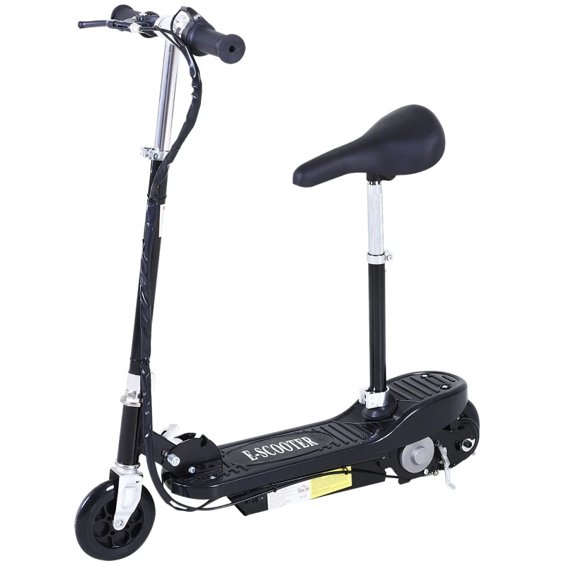 Ride-On Electric Scooter with Adjustable Seat & Handlebars, Brakes – Black