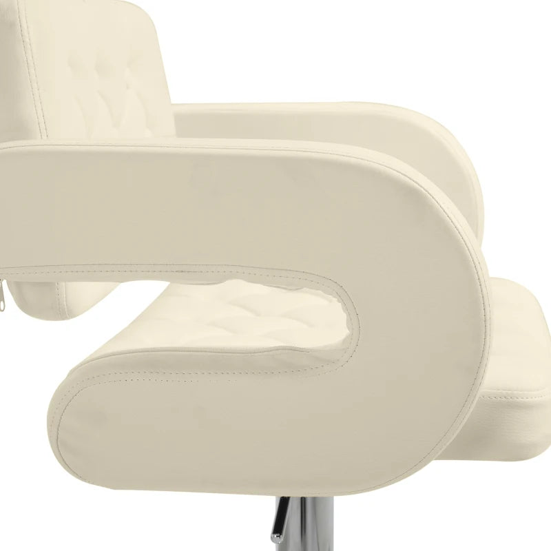 Beige Swivel Bar Stool with PU Leather, Back, Armrest & Footrest