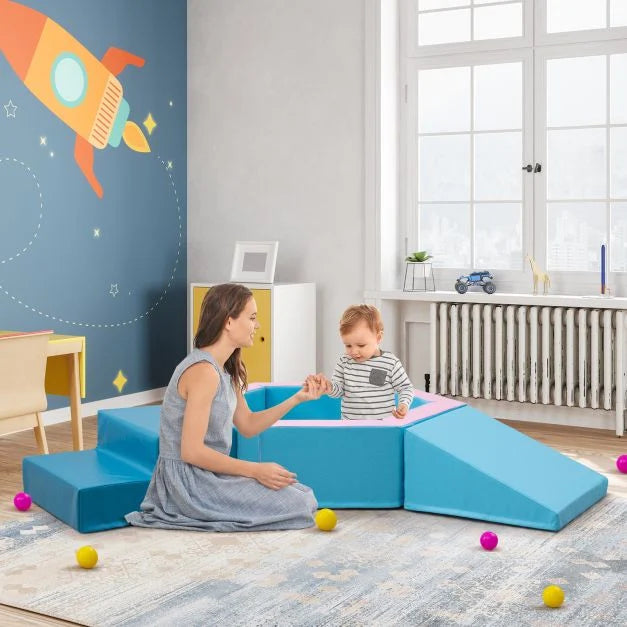 3-Piece Baby Foam Climbing Blocks Set with Ball Pit & Balls
