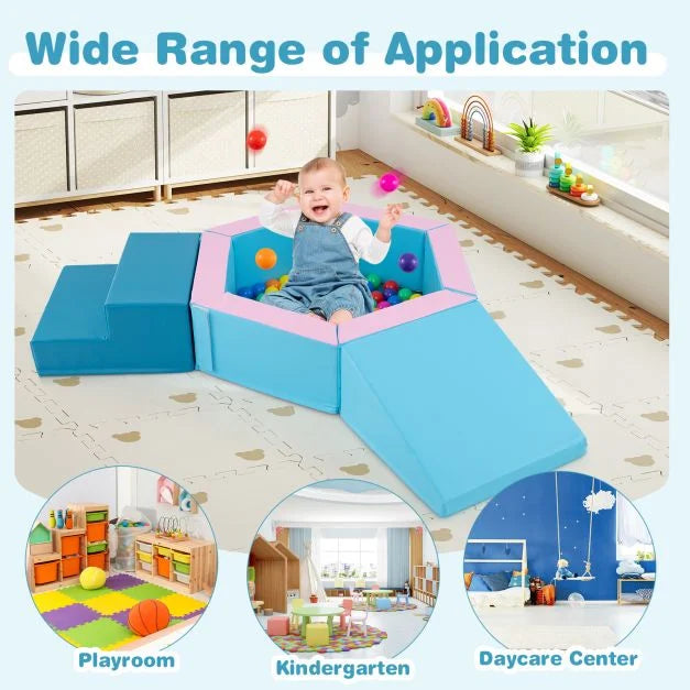 3-Piece Baby Foam Climbing Blocks Set with Ball Pit & Balls