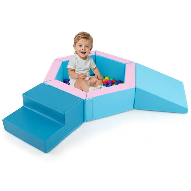 3-Piece Baby Foam Climbing Blocks Set with Ball Pit & Balls