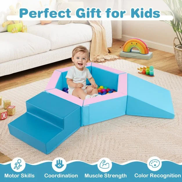 3-Piece Baby Foam Climbing Blocks Set with Ball Pit & Balls