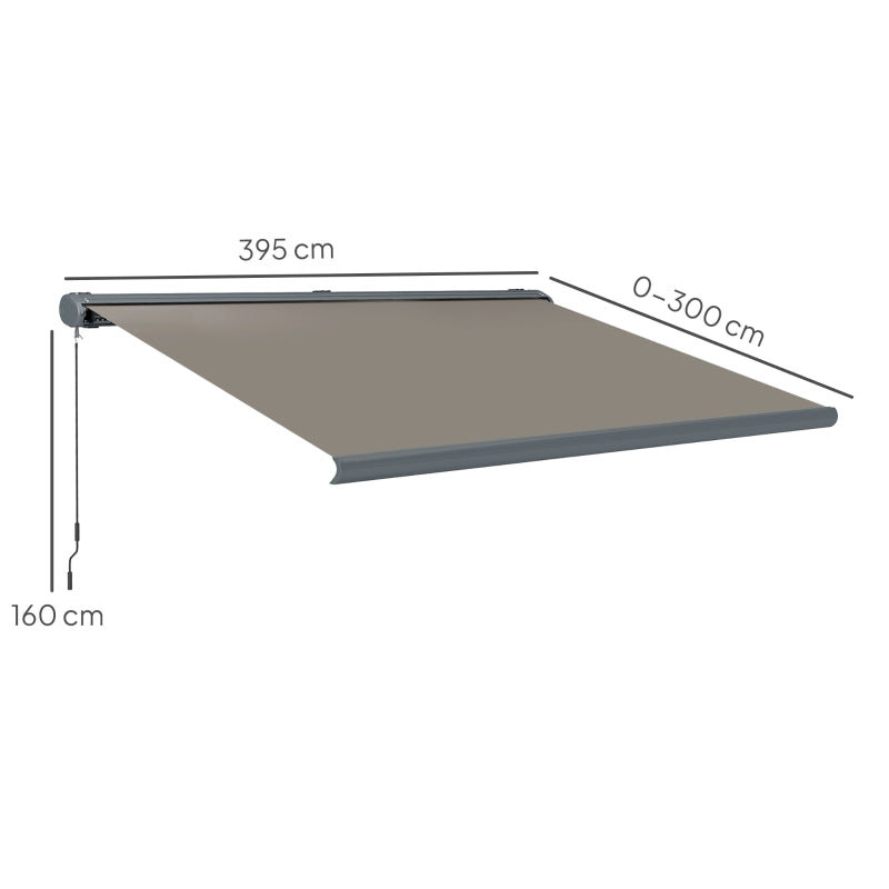 Electric Retractable Garden Awning 4x3m – Full Cassette, Aluminum Frame, Light Grey