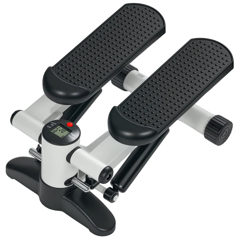 White Mini Stepper with LCD Monitor and Anti-Slip Pedals