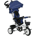 Baby Push Tricycle 6-in-1 with Parent Handle, Metal Frame – Dark Blue, 1 to 5 Years