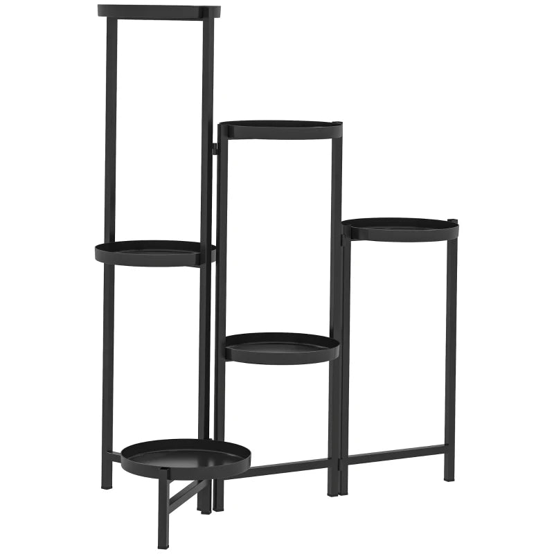 Multi-Plant Foldable Stand for Living Room & Outdoor Spaces – 3-Tier Metal Design