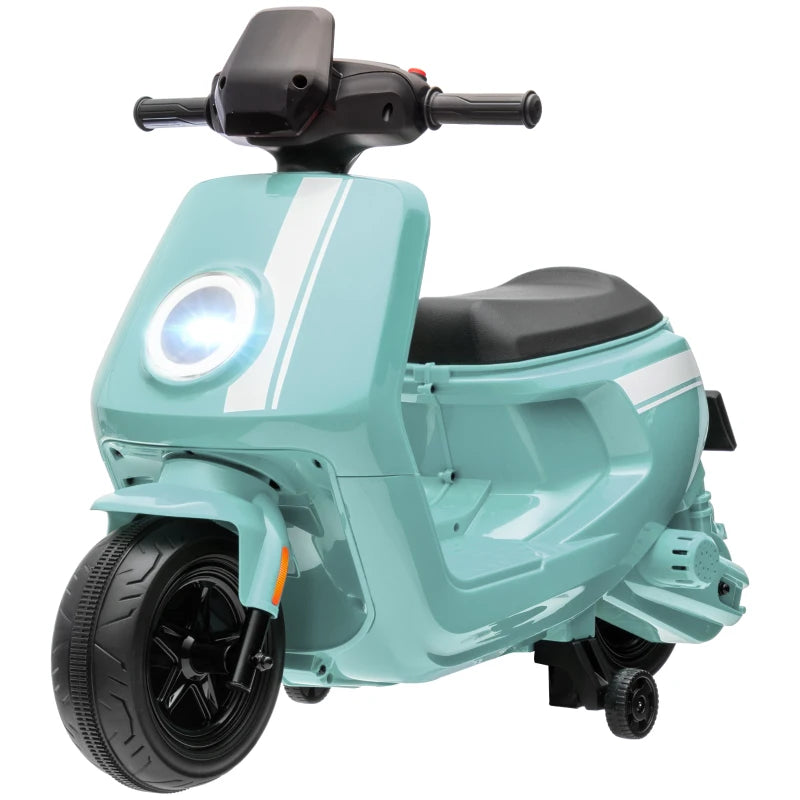 Training Wheels Kids Electric Motorbike, 6V Ride-On with Music & Headlights – Green