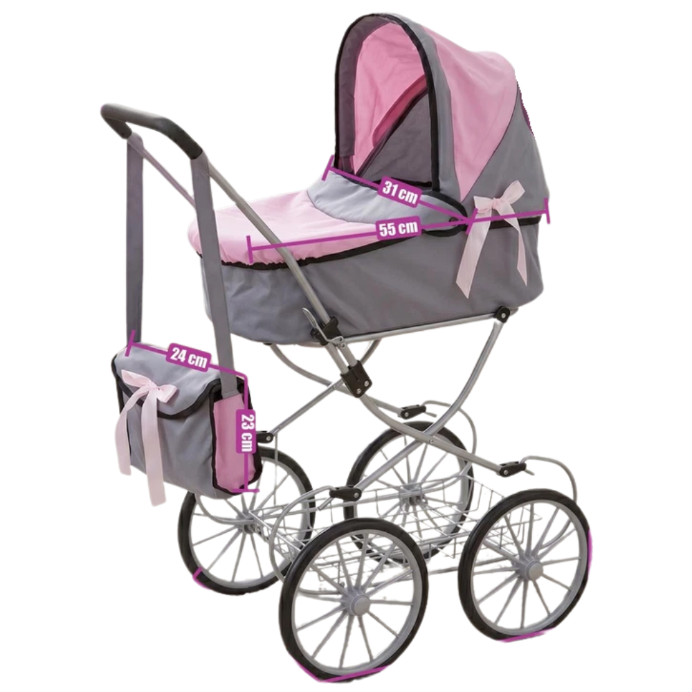 Baby Doll Cambridge Baby Doll Pushchair Pink Pram with Carry Bag Basket Folding Frame Toy!