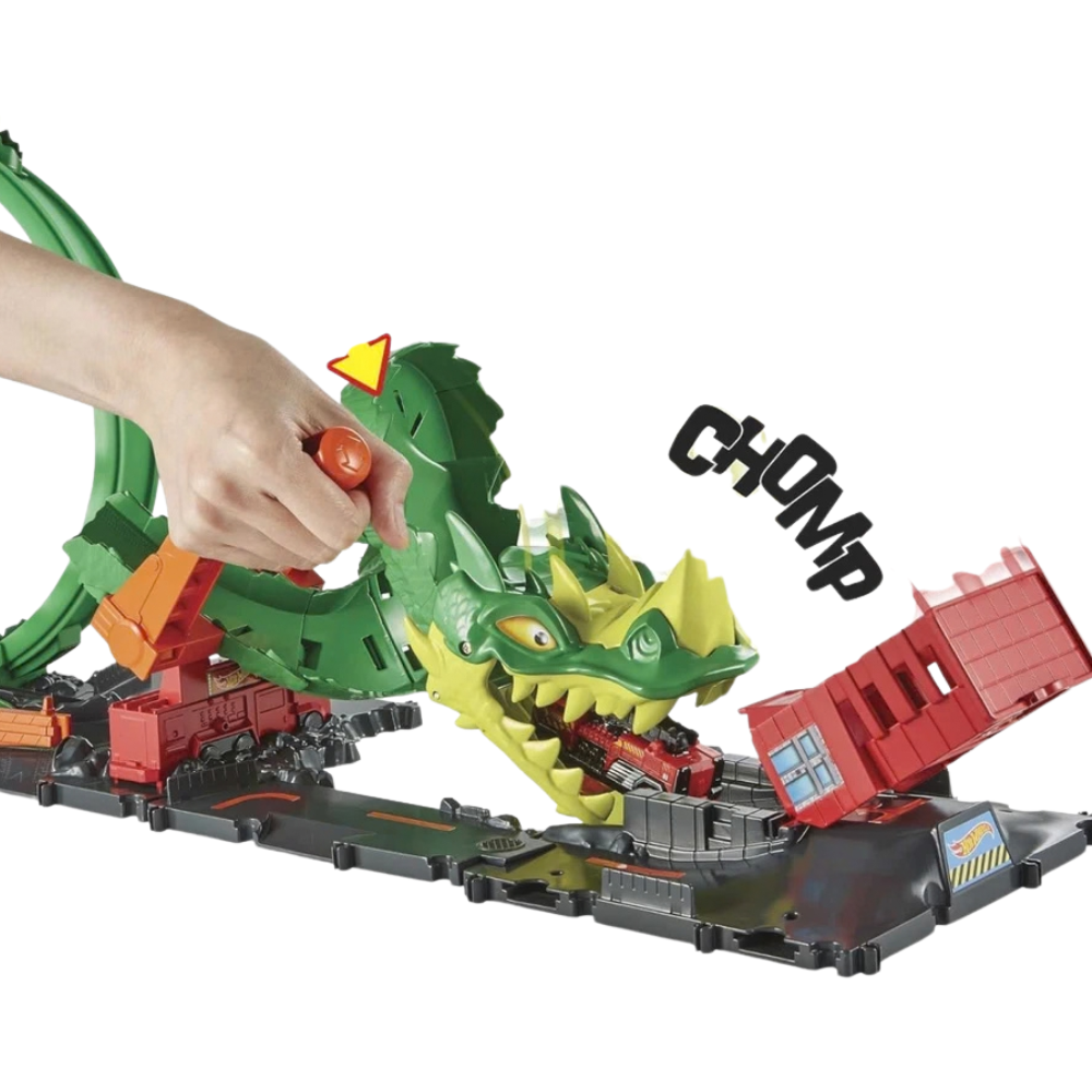 Hot Wheels City Fire Station Track Set Dante Dragon Nemesis Stunt Car Playset Kids 5+