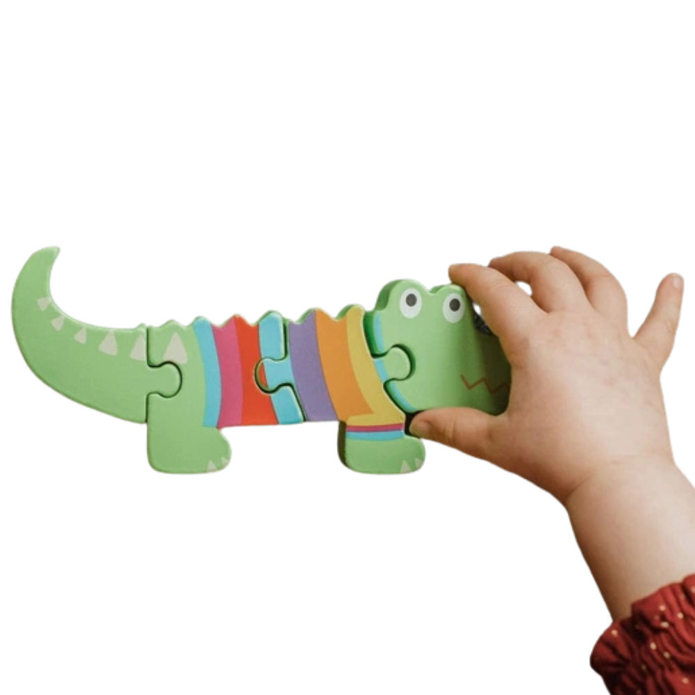 Orange Tree Toys Crocodile Wooden Puzzle Chunky Animal Learning Toy for Kids Gift New