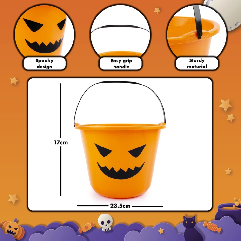 Abeec Halloween Bucket 1 Pack Classic Pumpkin Trick-Or-Treat Pail for Kids Party Fun Toy