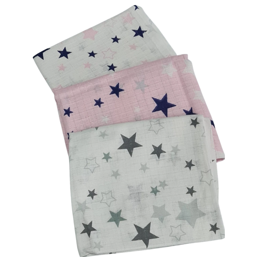 3 Pack Xl Large Printed Muslin Squares for Babies, Reusable 100% Cotton Nappy Cloths
