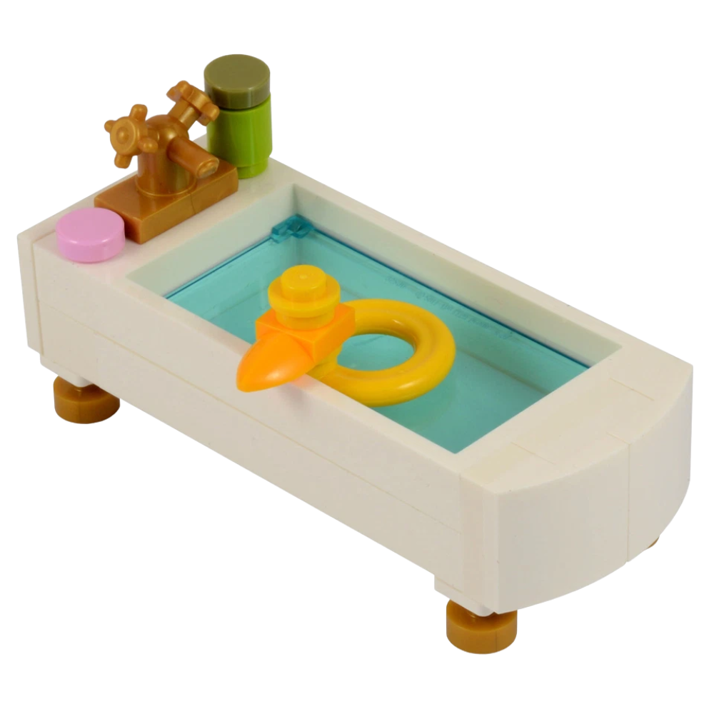 LEGO Bathroom Bath Tub with Rubber Duck Shampoo Soap Accessories City MOC Set Genuine