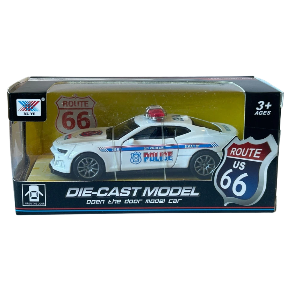 SWAT Route 66 American Police Car Diecast Model Toy Pull-Back Vehicle White
