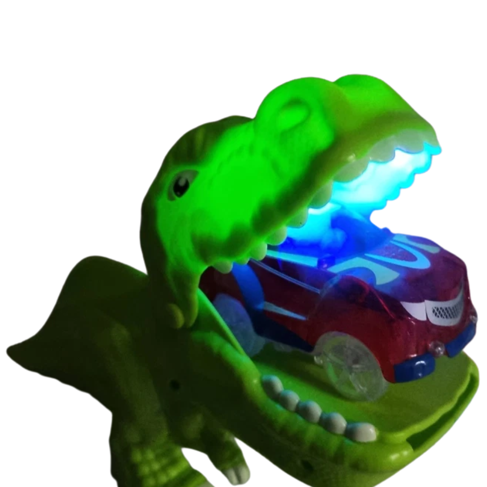 Glow in the Dark Dinosaur Slot Car Race Track Set 143 Piece T-Rex Smoking Stunt Kids Toy