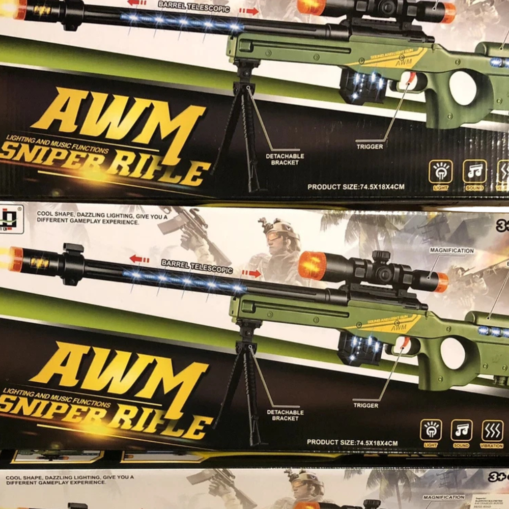 Kids Toy Awm Sniper Rifle 75cm with Light Vibration and Sound Effects Gift for Children