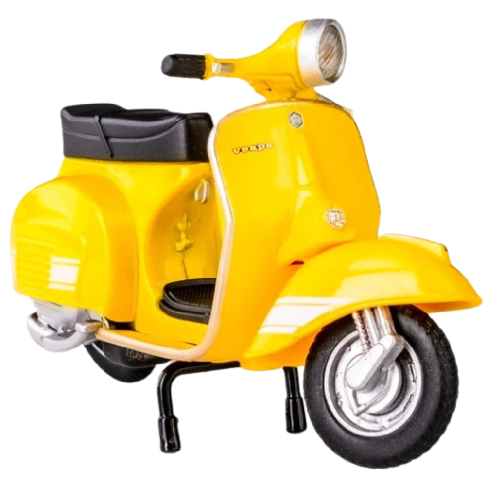 MSZ 1976 Vespa 200 Rally Italian Yellow Scooter Diecast Motorcycle Model 1:18 Scale Toy