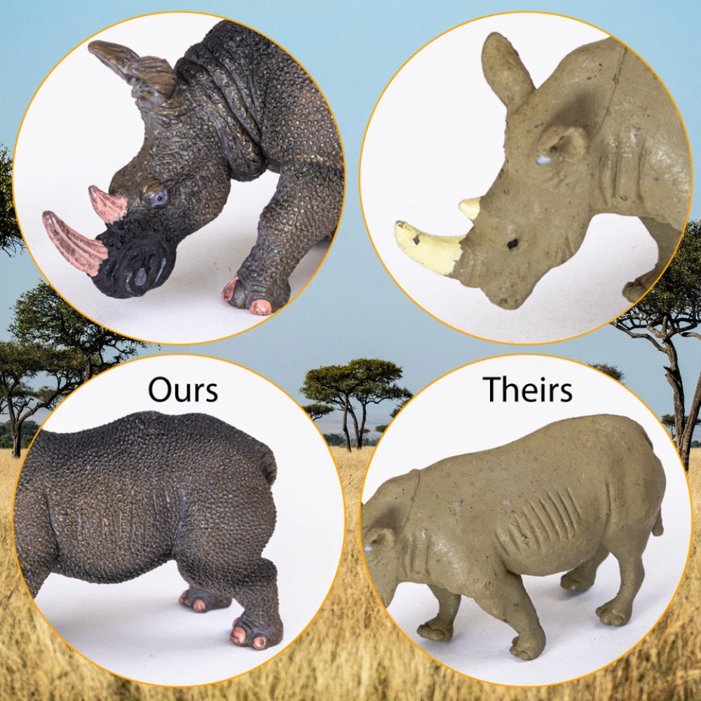 RLS 12 Piece Jumbo Safari Animal Figures Set with Storage Box, Wild Africa Toys for Kids