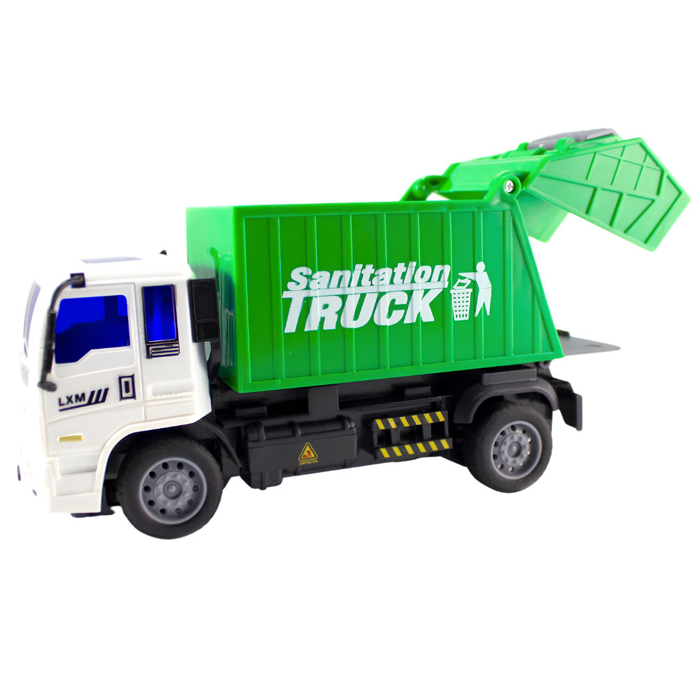 Remote Control Garbage Truck Toy with Lifting Bin Lights RC Sanitation Truck for Kids