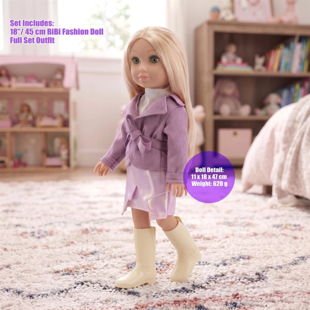 Fashion Baby Doll 18-Inch Ashley with Movable Body & Long Blonde Hair Gift Bibi Doll for Kids