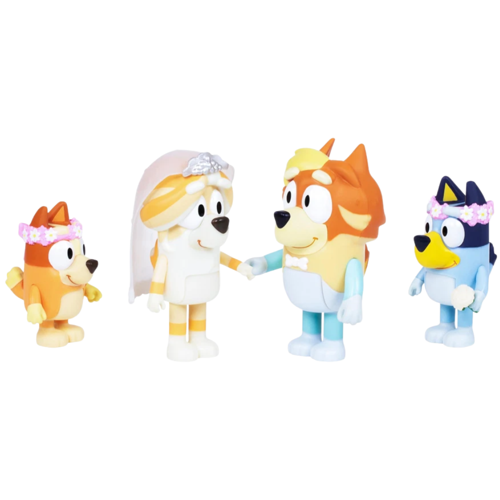 Bluey Wedding Time 4-Pack Figure Set New Kids Children's Toy Playset Collectible Figures