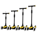 Kids 3 Wheel Scooter Led Light Up Wheels Foldable Adjustable Handlebar Lean to Steer Yellow