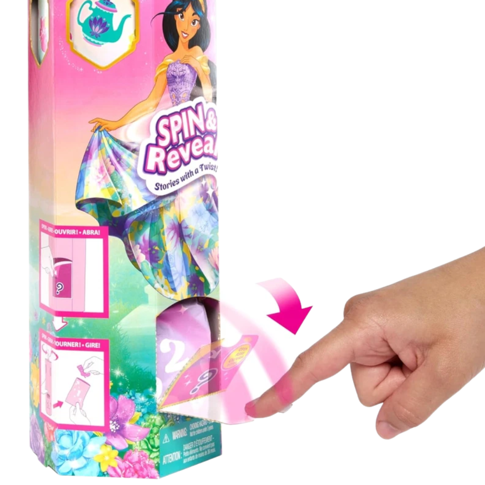 Disney Princess Jasmine Spin Reveal Fashion Doll with 10 Surprises Aladdin Kids Toy Set
