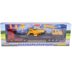 Hipo Diecast Transporter Truck with Excavator and Dump Truck Construction Toy Set 1:64 Scale