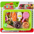 Kids Pretend Play Food Kitchen Set Pizza Ice Cream Little Chef Realistic Food Toy Ages 3-7