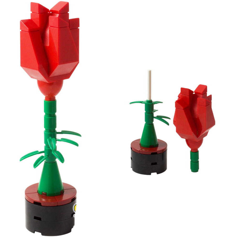 LEGO Rose Flower Building Kit 14cm Custom Floral Model Gift