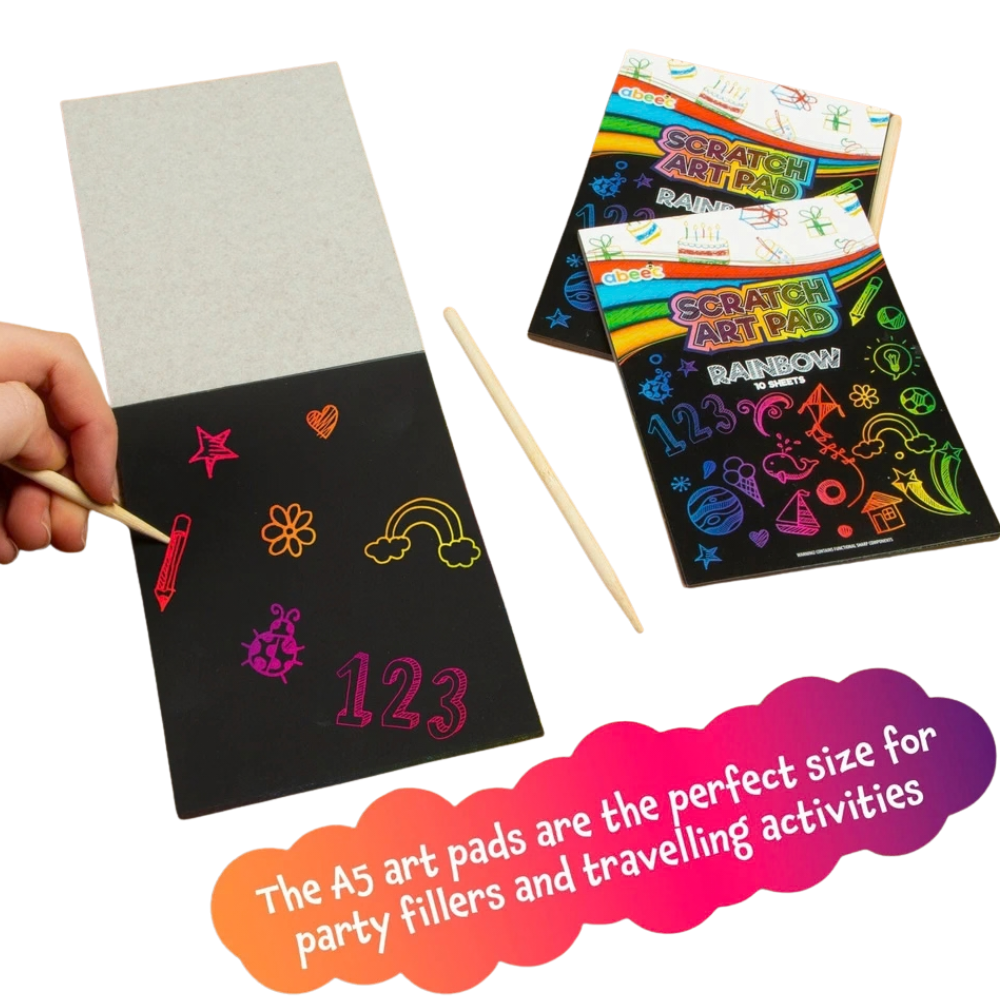 12 Rainbow Scratch Pads Kids Art Activity Party Bag Fillers Classroom Prizes